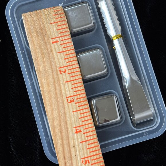 Whiskey Stainless Steel Stone and  Matching Tongs Set NOS - Picture 8 of 10